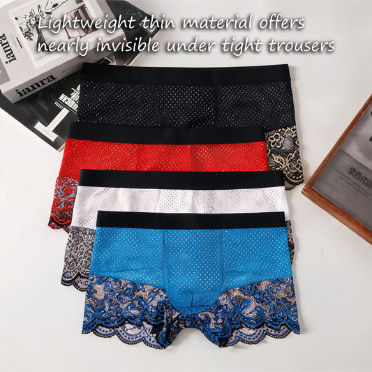Breathable Mesh Lace Men’s Boxer Briefs