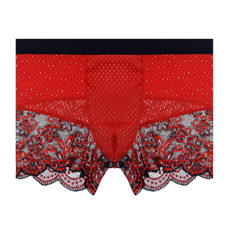 Breathable Mesh Lace Men’s Boxer Briefs