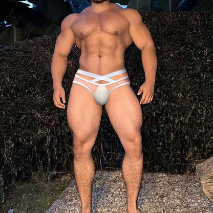 Cross-waist belt sexy transparent brief