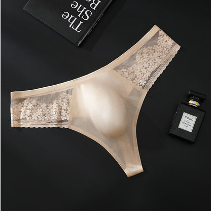 ZD Satin Lace Patchwork Thong
