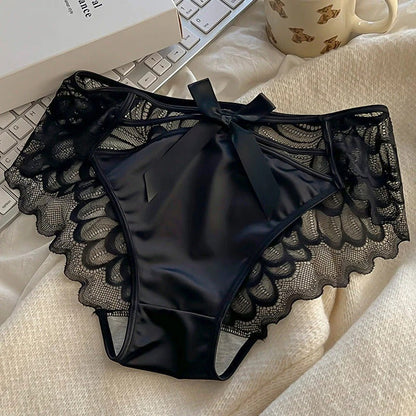 QS Sexy Satin Transparent Hollow Lace Panties (3 Packs)