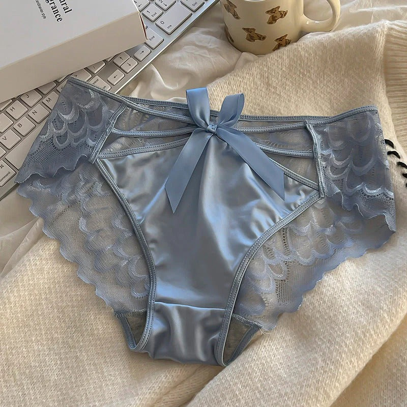 QS Sexy Satin Transparent Hollow Lace Panties (3 Packs)