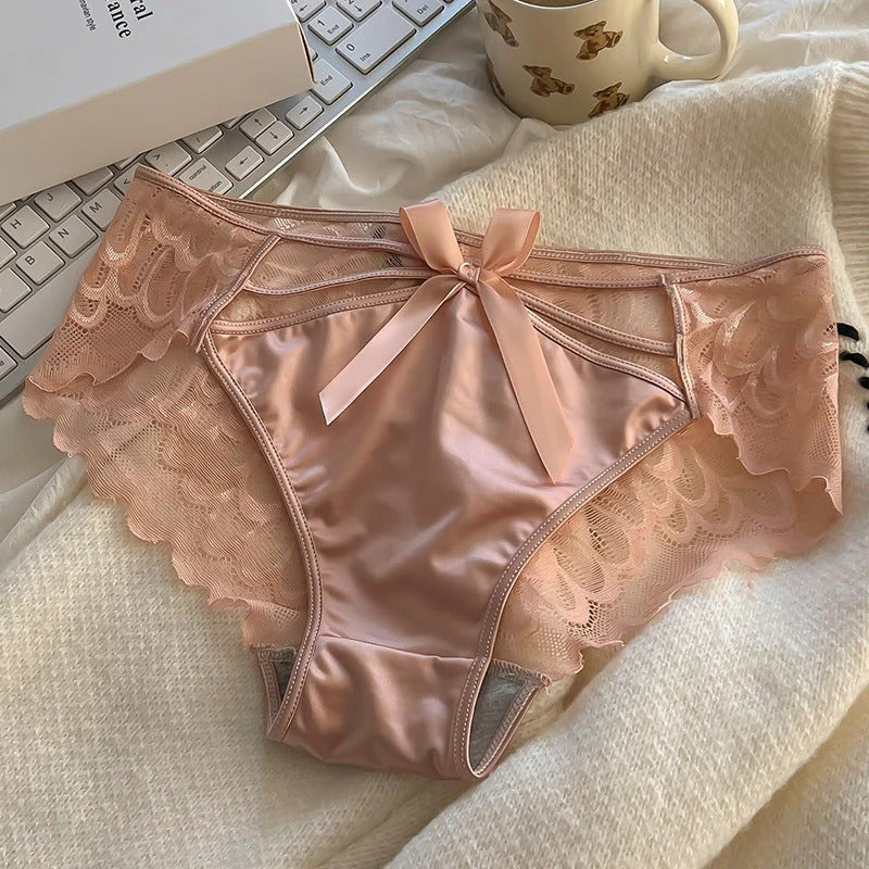 QS Sexy Satin Transparent Hollow Lace Panties (3 Packs)