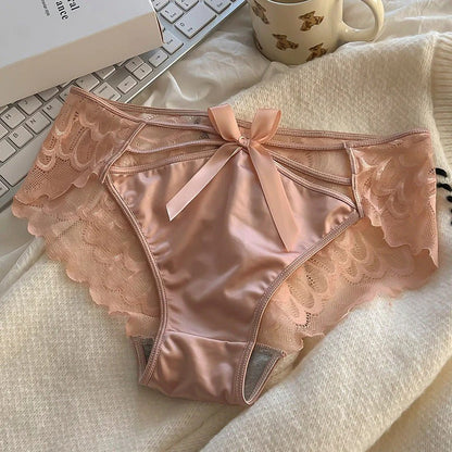 QS Sexy Satin Transparent Hollow Lace Panties (3 Packs)