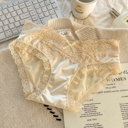 QS Satin Lace Embroidered Panties (4 Packs)