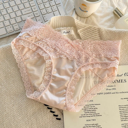 QS Satin Lace Embroidered Panties (4 Packs)
