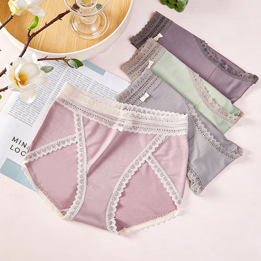 QS High-slit Lace Trim Panties (4 Packs)