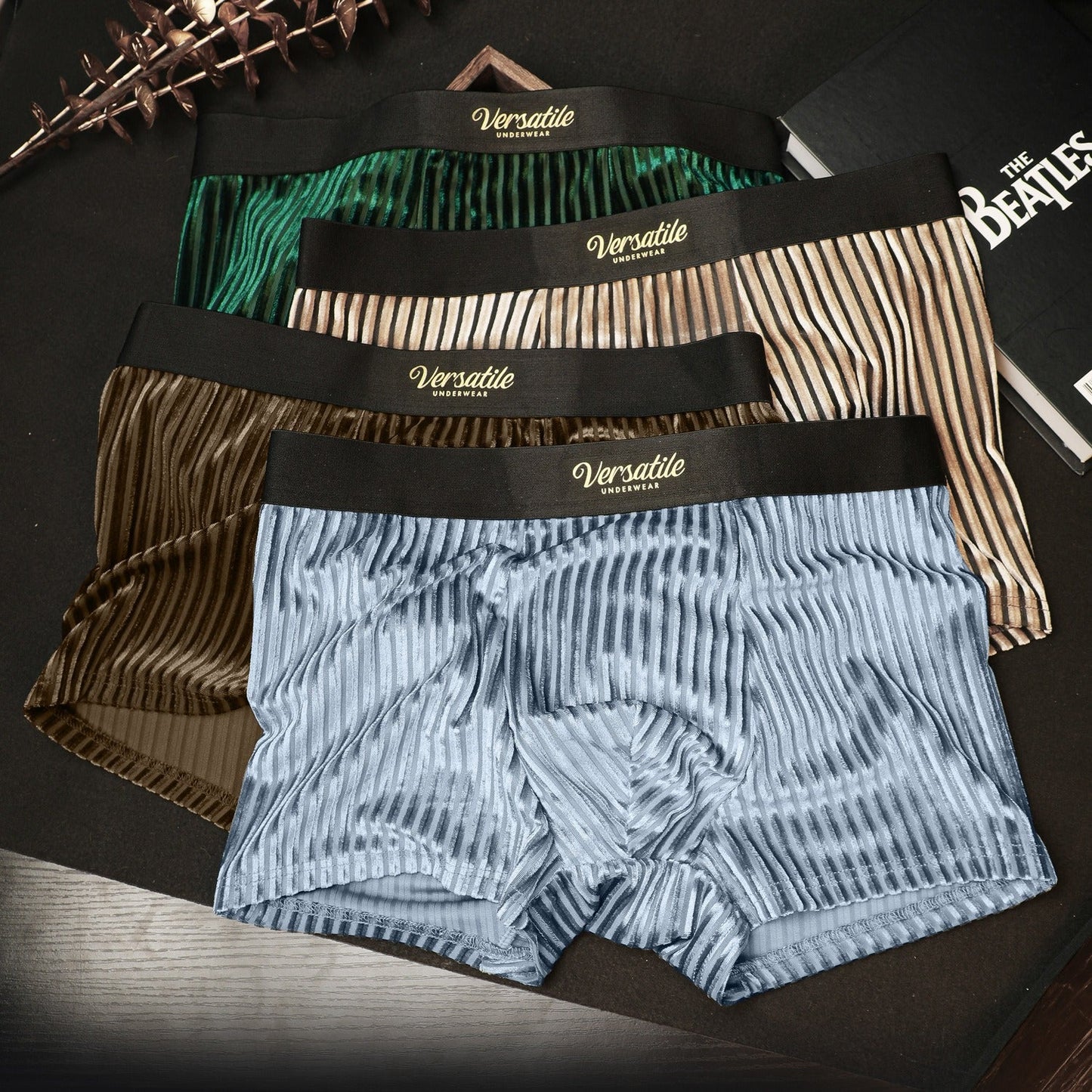 QS Glossy Striped Breathable Boxer Briefs