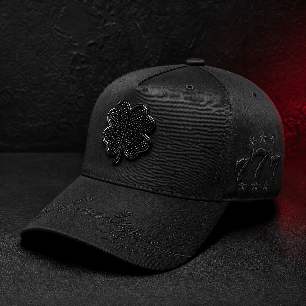 Black Lucky Clover Embroidered Cap