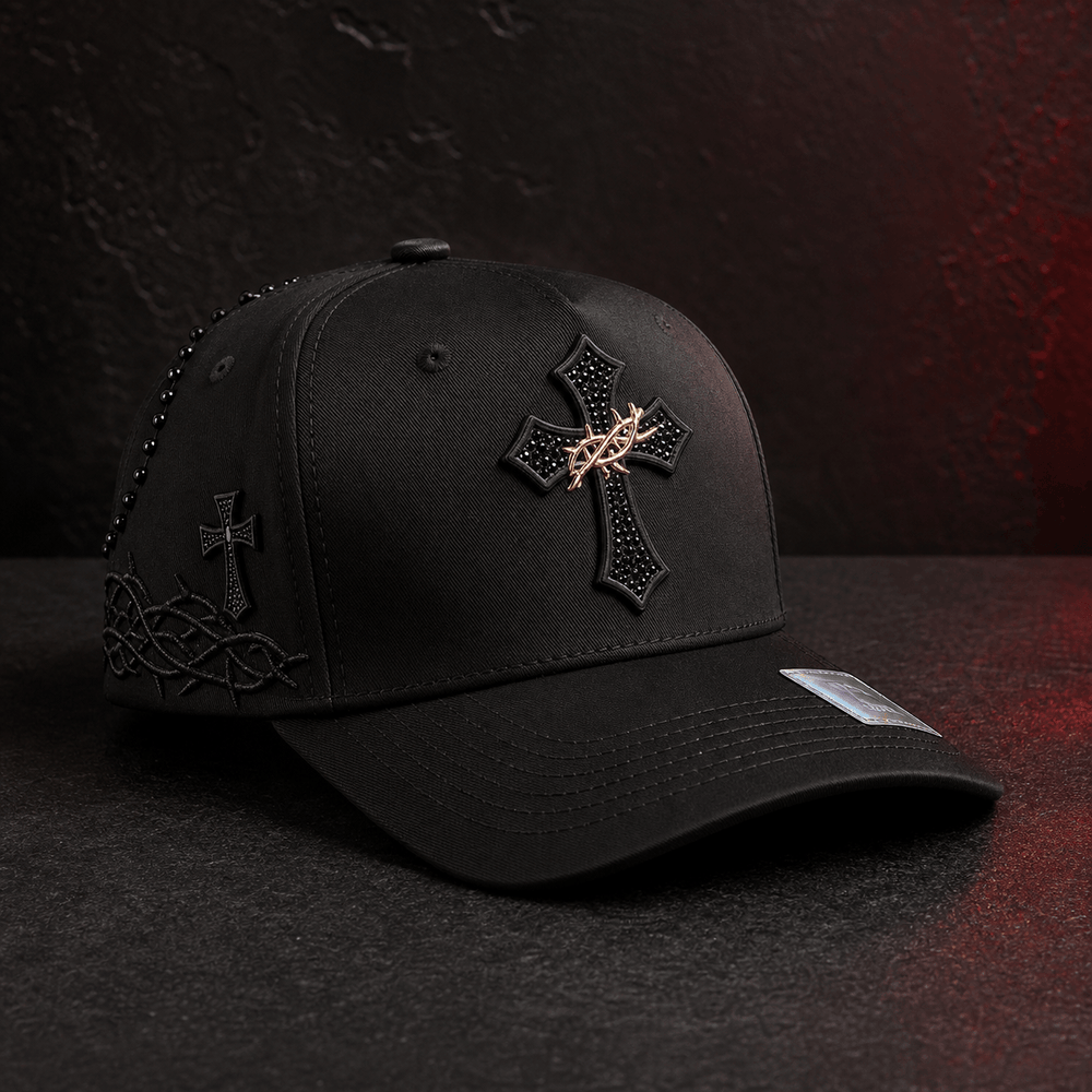 Black Thorn Cross Snapback Cap