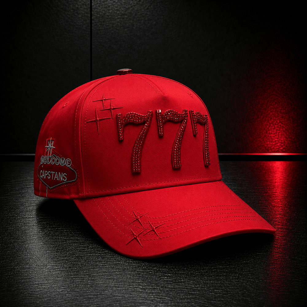Red 777 Rhinestone Cap