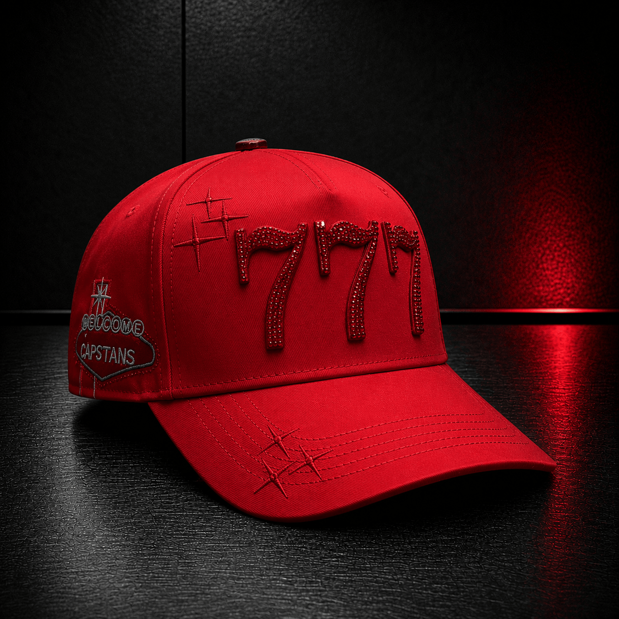 Red 777 Rhinestone Cap