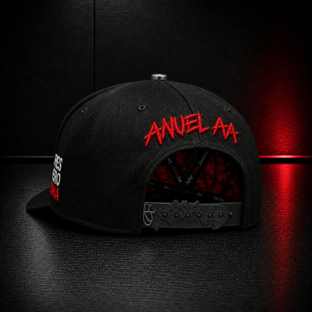 Black Red Statement Script Cap