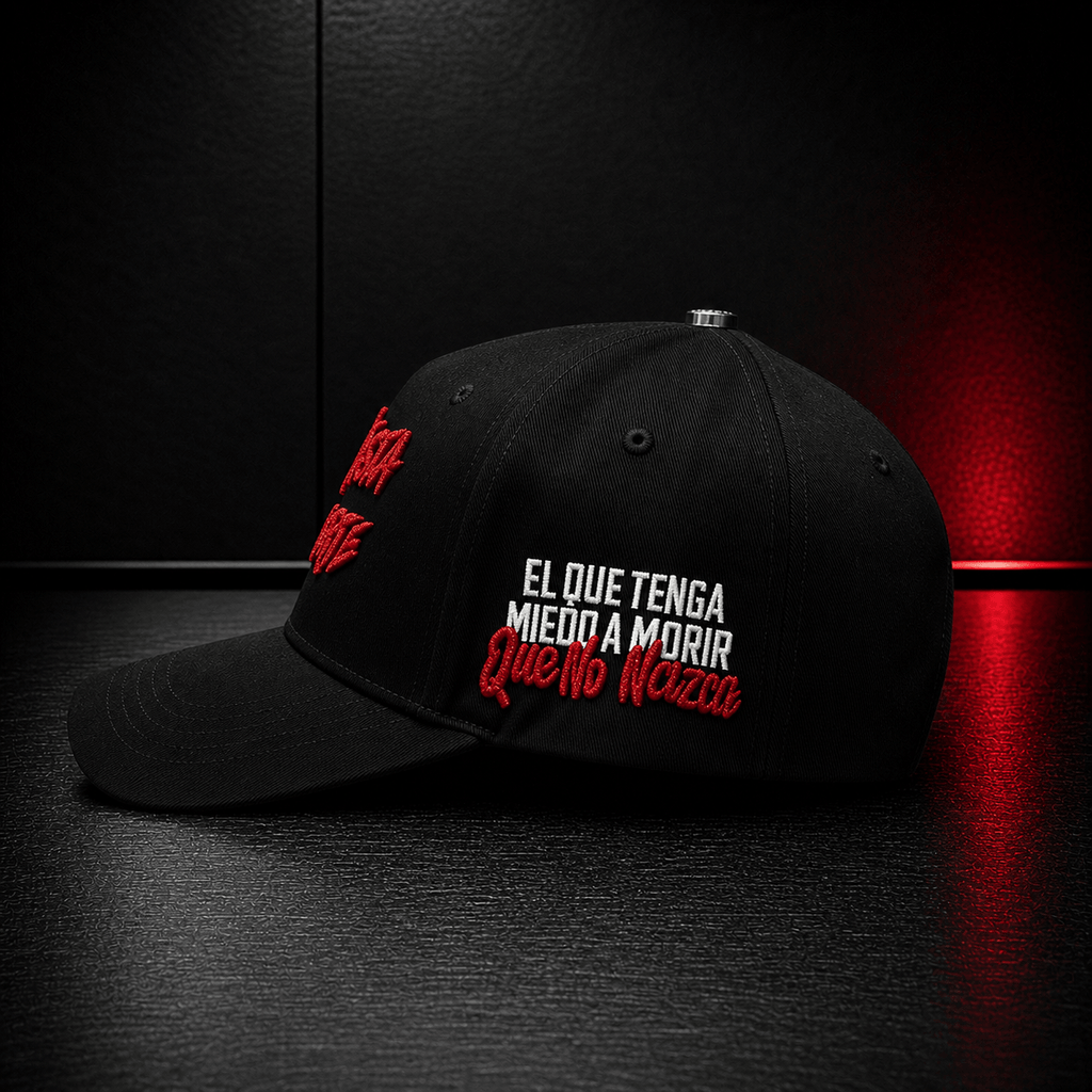 Black Red Statement Script Cap