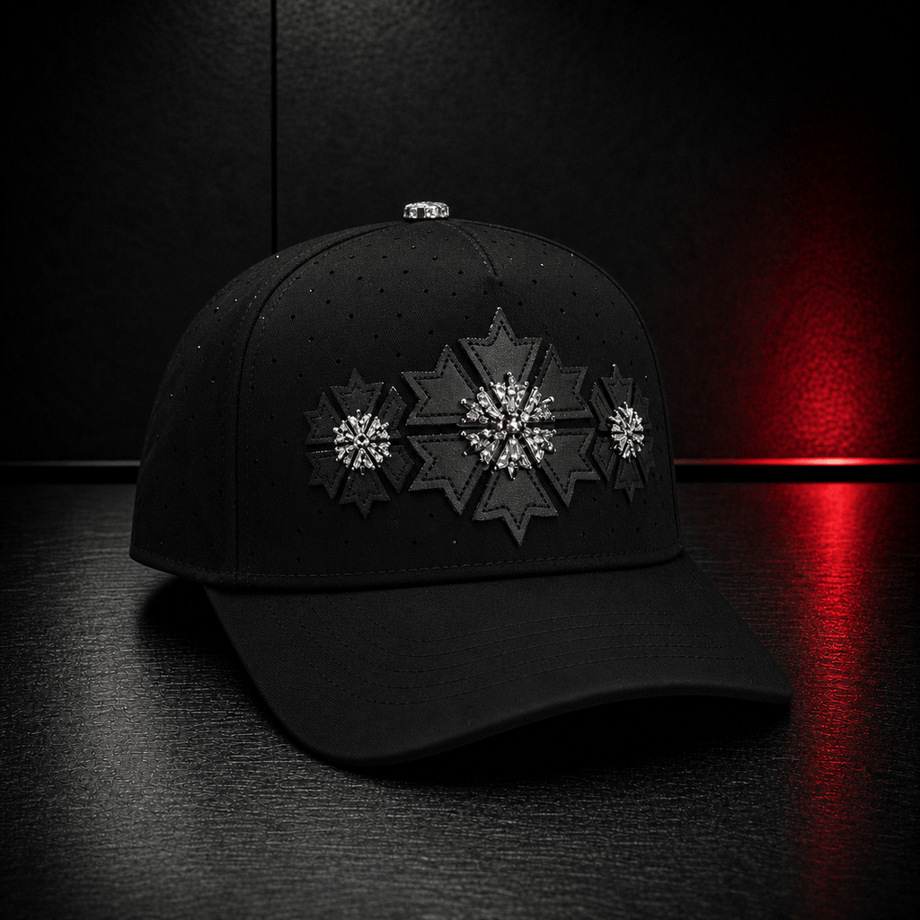 Black Crystal Snowflake Cap