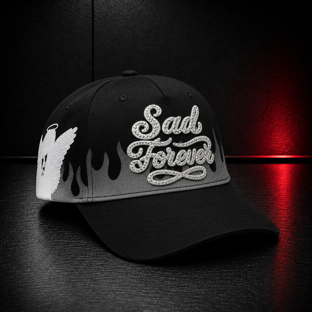 Black Crying Angel Flame Cap
