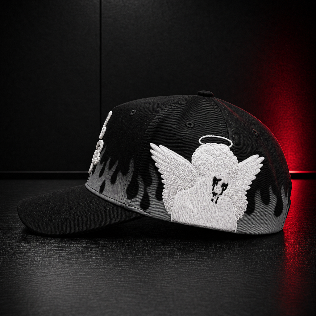 Black Crying Angel Flame Cap