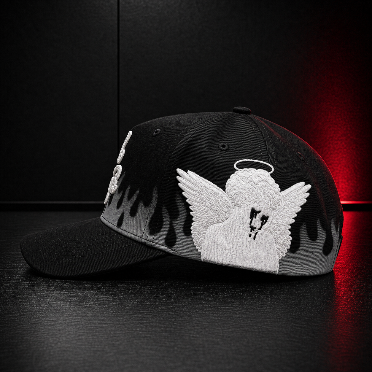 Black Crying Angel Flame Cap