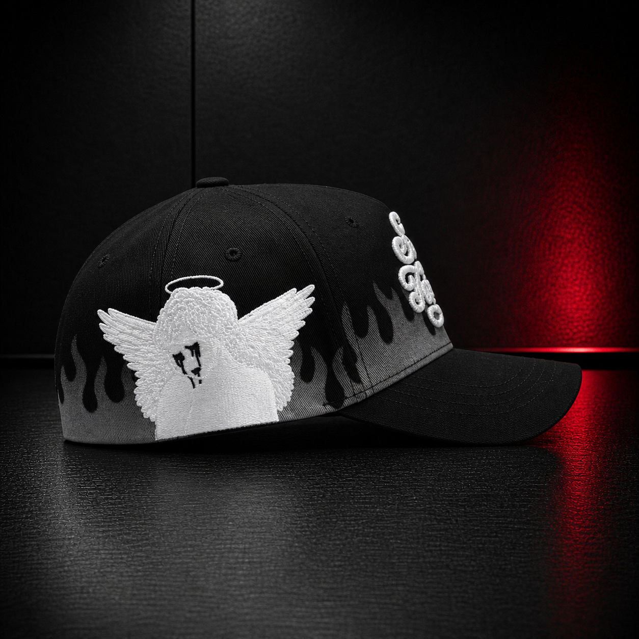 Black Crying Angel Flame Cap
