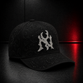 Black Paisley Rhinestone Letter Cap