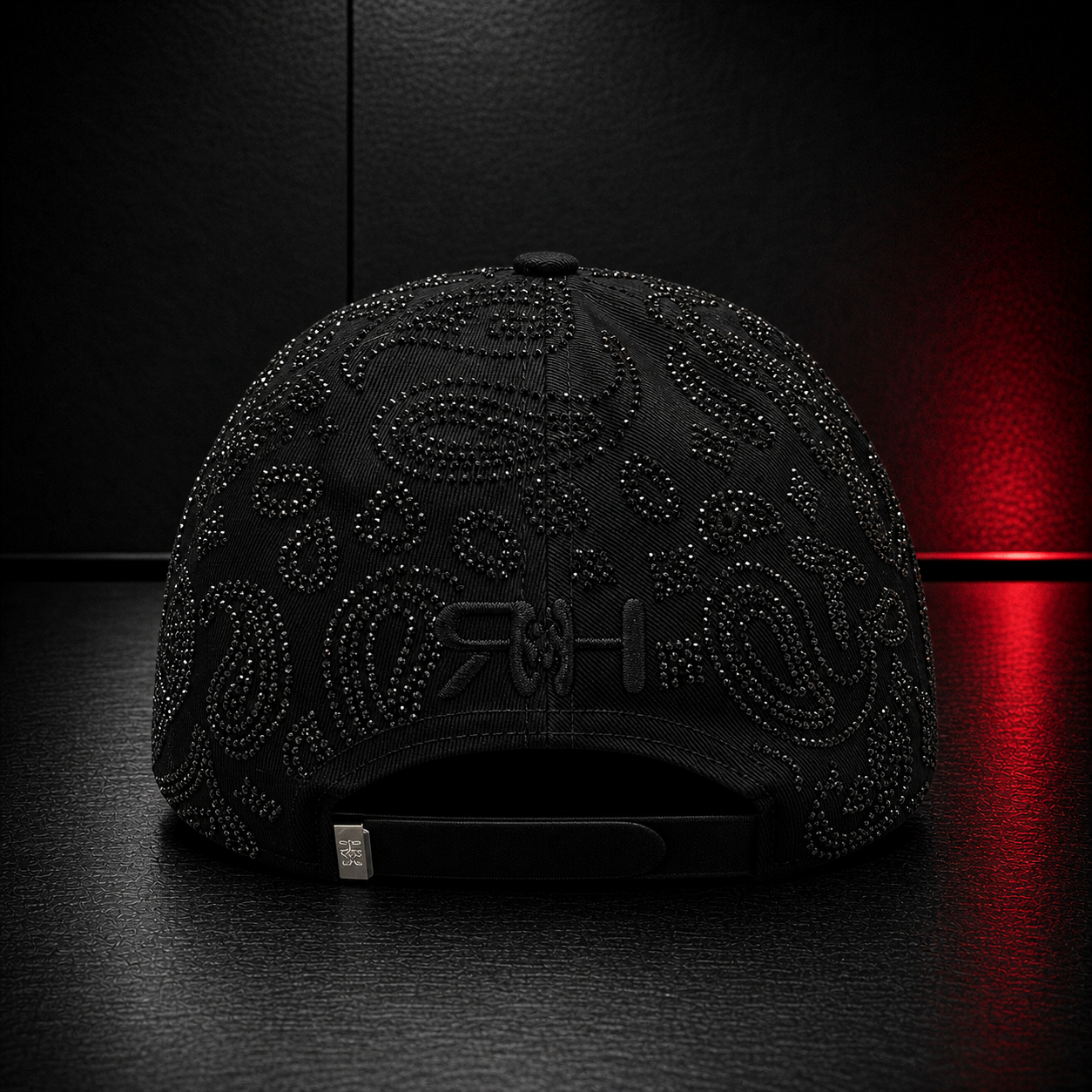 Black Paisley Rhinestone Letter Cap