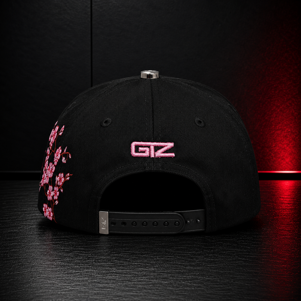 Black Samurai Blossom Embroidered Cap
