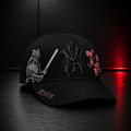 Black Samurai Blossom Embroidered Cap