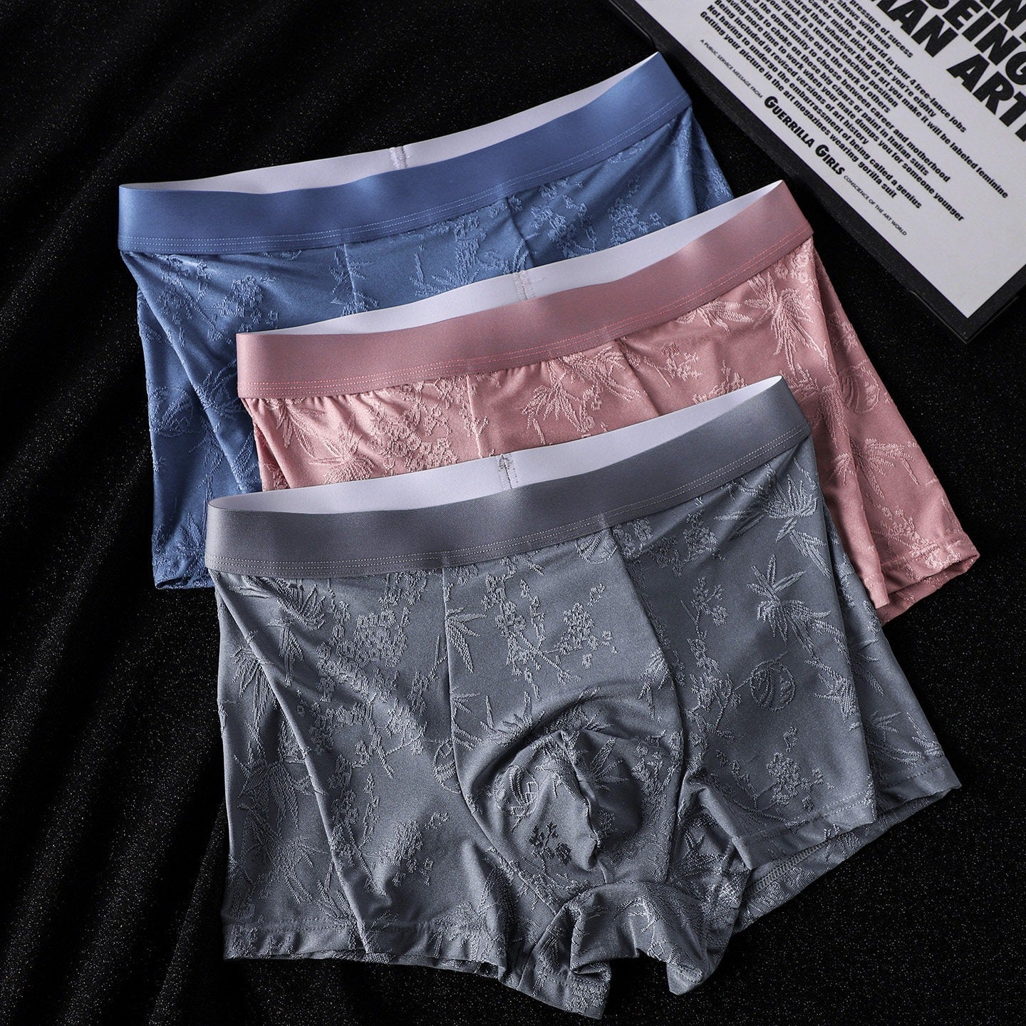 QS Cooling Embossed Ice Silk Breathable Boxer Briefs