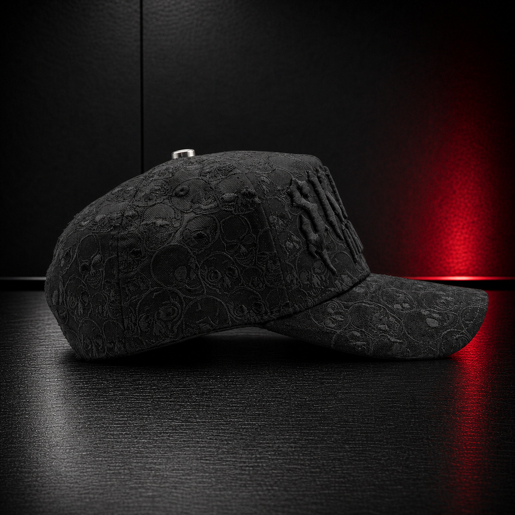 SKATE OR DIE Skull & Rose Black Snapback Hat