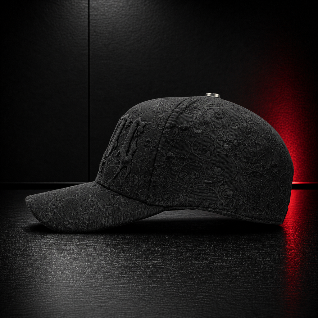SKATE OR DIE Skull & Rose Black Snapback Hat