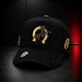 Golden Stallion Horseshoe Black Baseball Cap