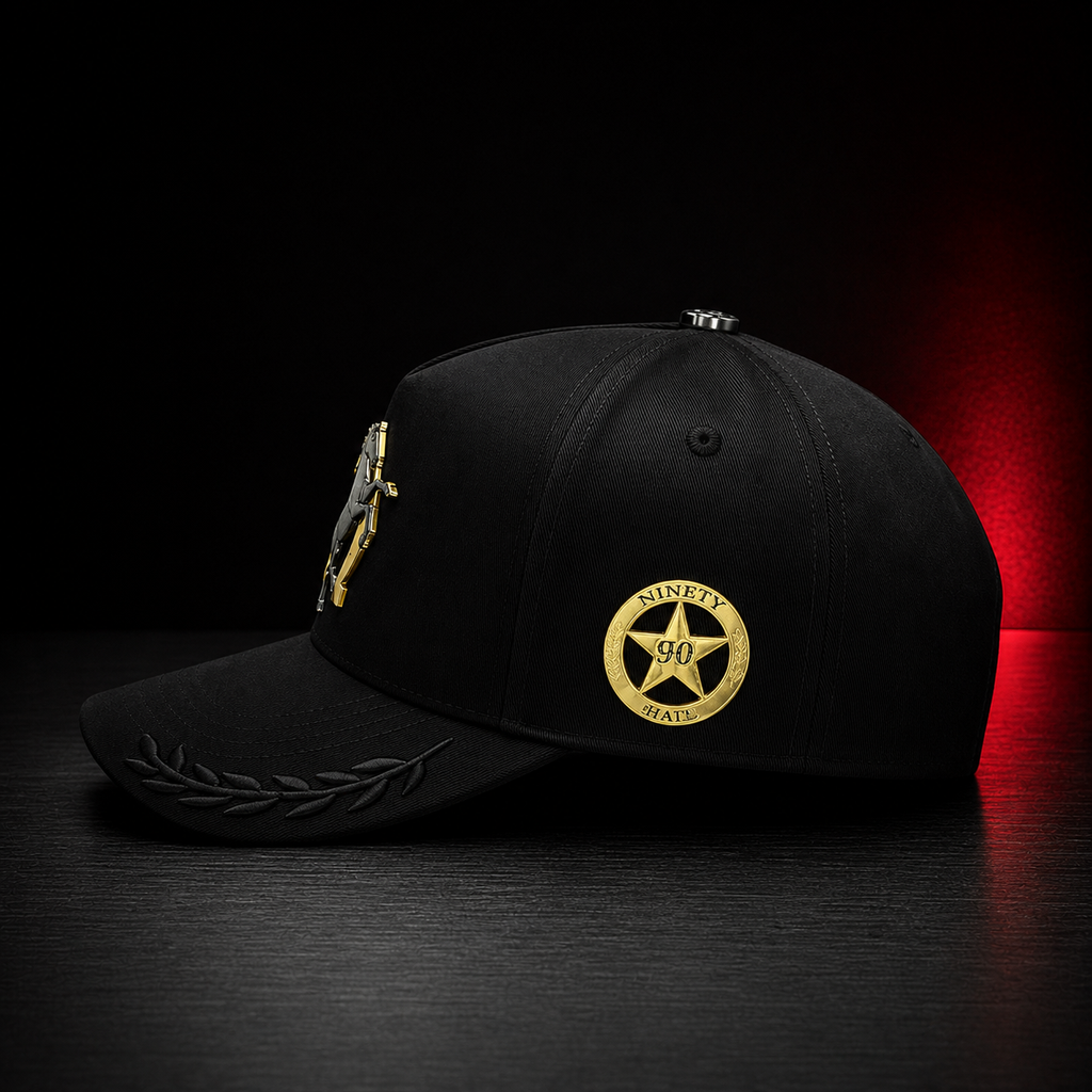 Golden Stallion Horseshoe Black Baseball Cap