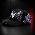 ComplexCon Purple Graffiti Embroidered Black Corduroy Snapback Hat