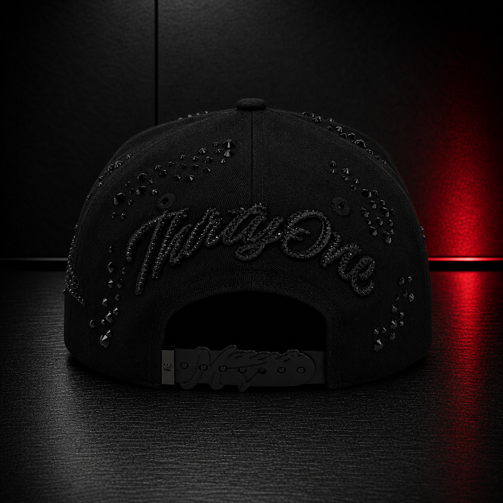 Ninety One Blackout Rhinestone Snapback Hat