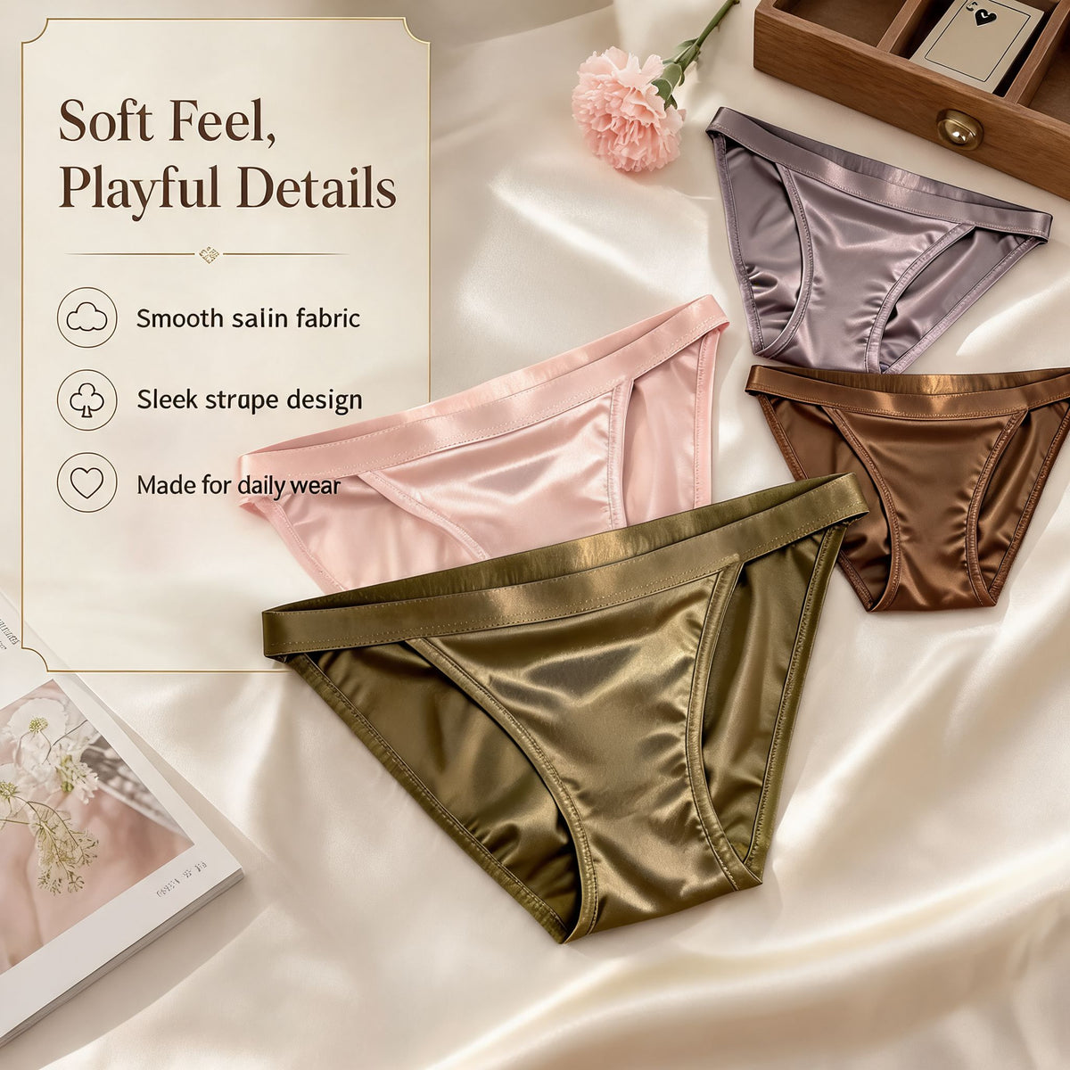 Satin Triangle Panties Bikini