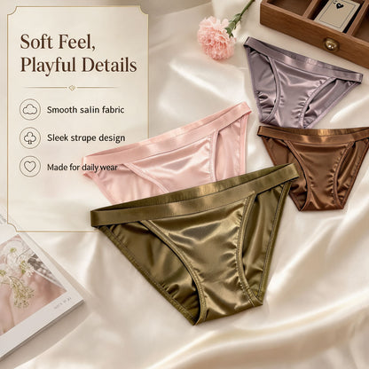 Satin Triangle Panties Bikini