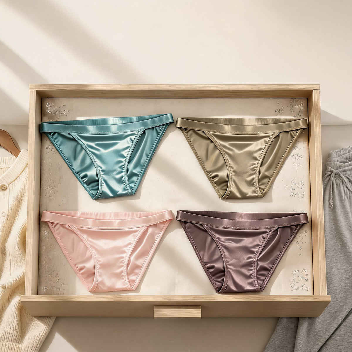 Satin Triangle Panties Bikini