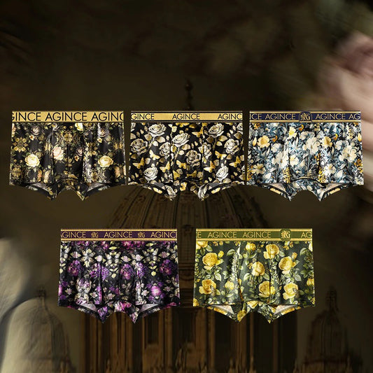 Luxurious Vintage Floral Print Men's Boxer Briefs