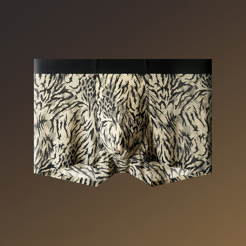 Wild Animal Texture Solid Waist Mesh Boxer Briefs