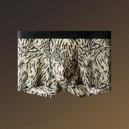Wild Animal Texture Solid Waist Mesh Boxer Briefs