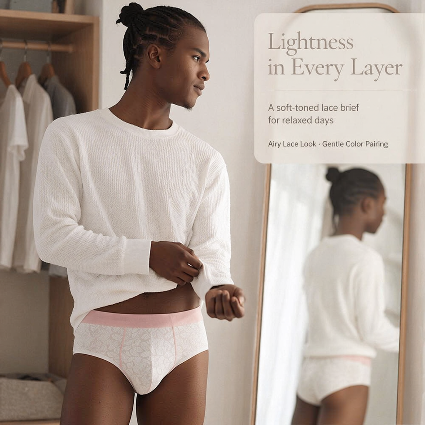 Leaf Hollow Mesh Contrast Edge Waist Boxer Briefs