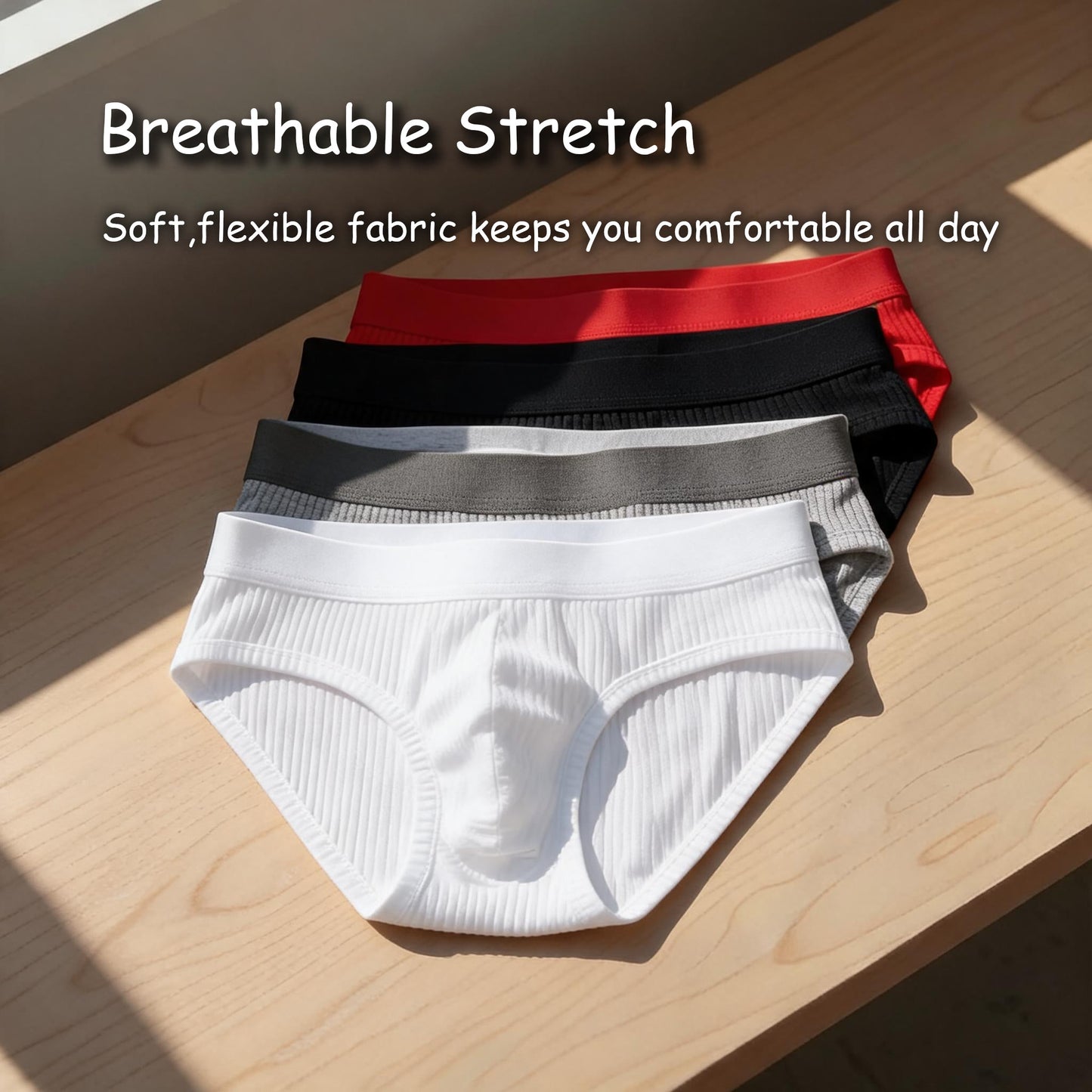 QS Ribbed Cotton Breathable Sexy Briefs