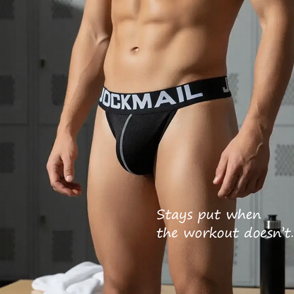 Letter Wide Waist Mesh Sport Jockstrap Underwear