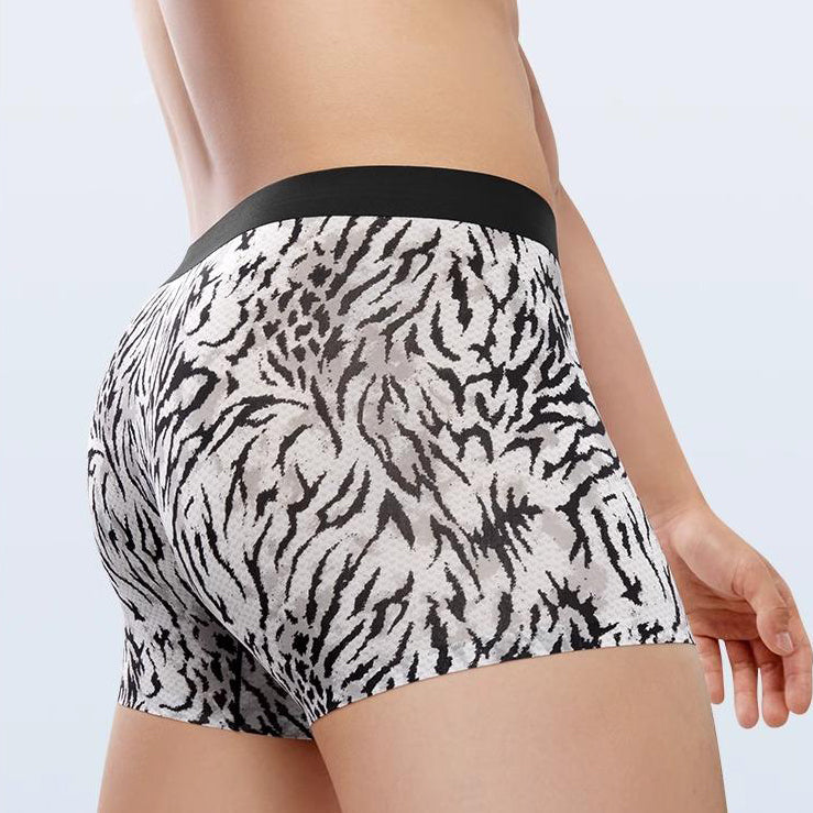 Wild Animal Texture Solid Waist Mesh Boxer Briefs