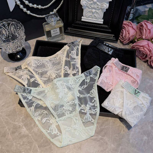 ZD  Bow Lace Crystal Briefs