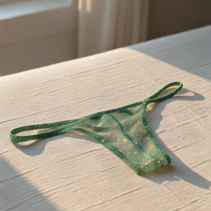 ZD Glitter Sheer Mesh Thong