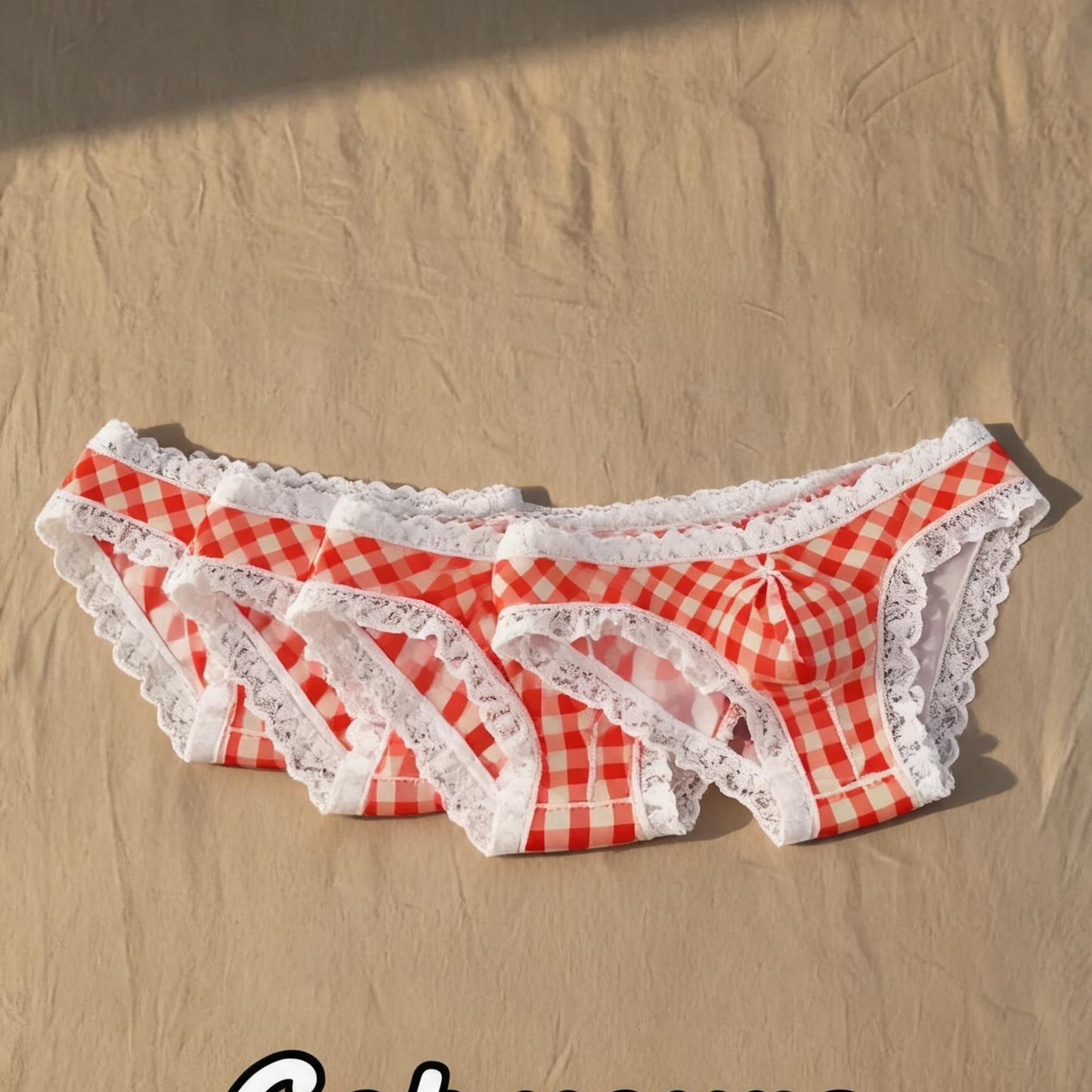 ZDPlaid Lace Trim Men Thong
