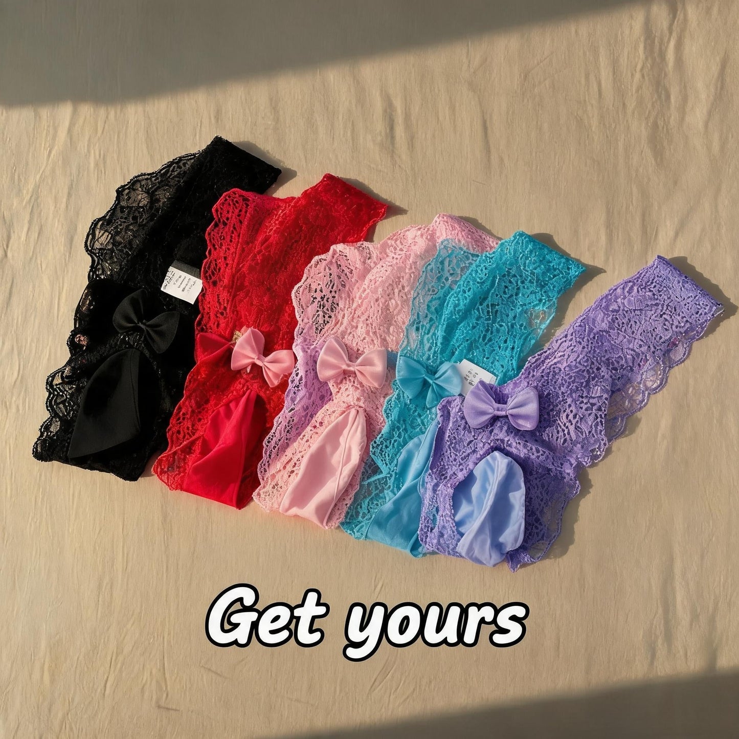 ZD Bow Decor Lace Thong