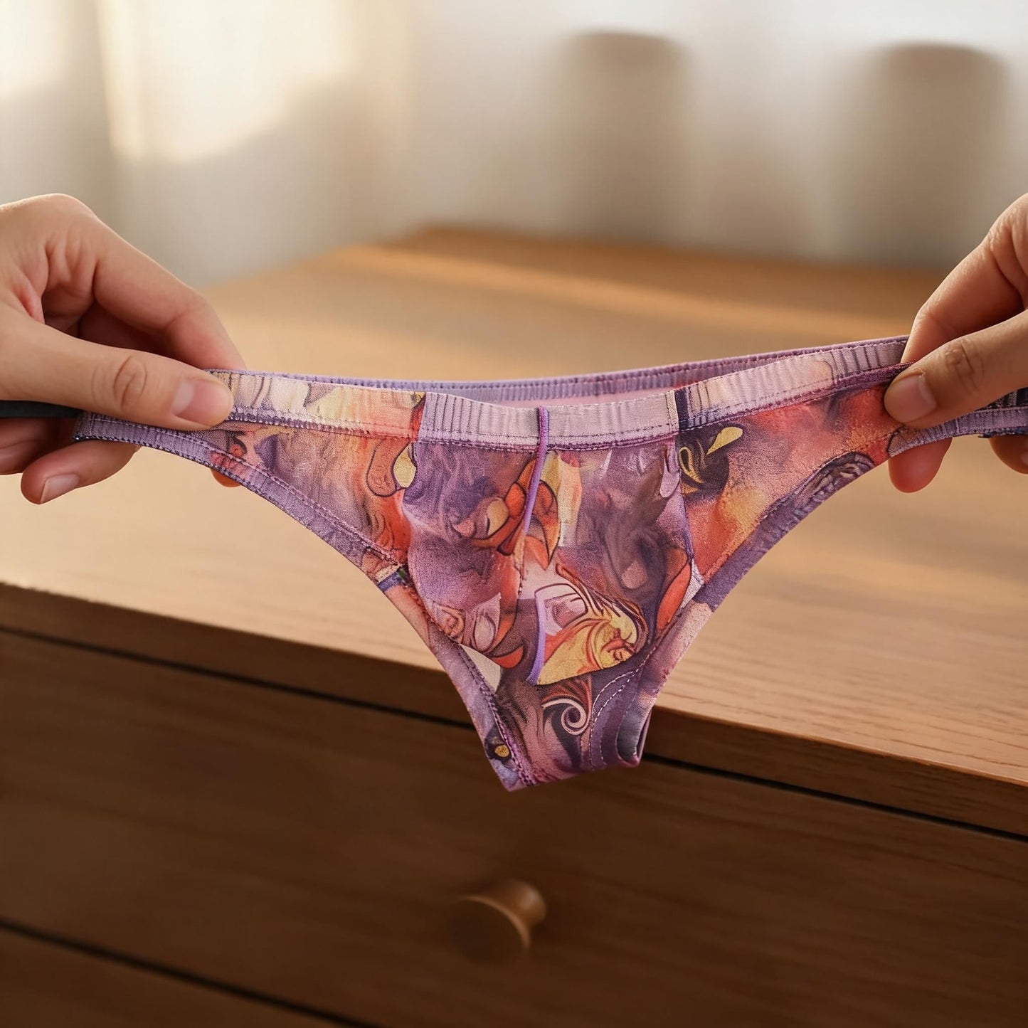 ZD Floral Print Sheer Mesh Brief