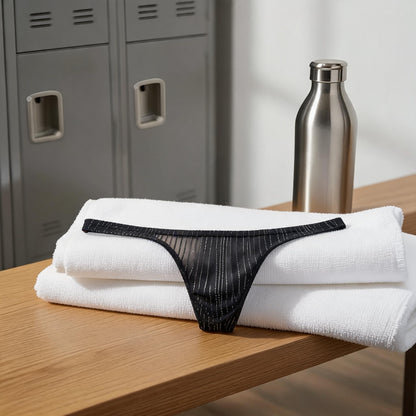 ZD Stripe Sheer Mesh Men Thong
